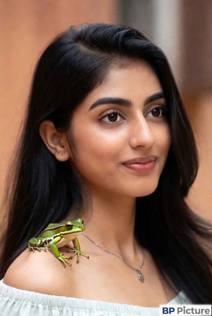 One Girl One Frog Photo