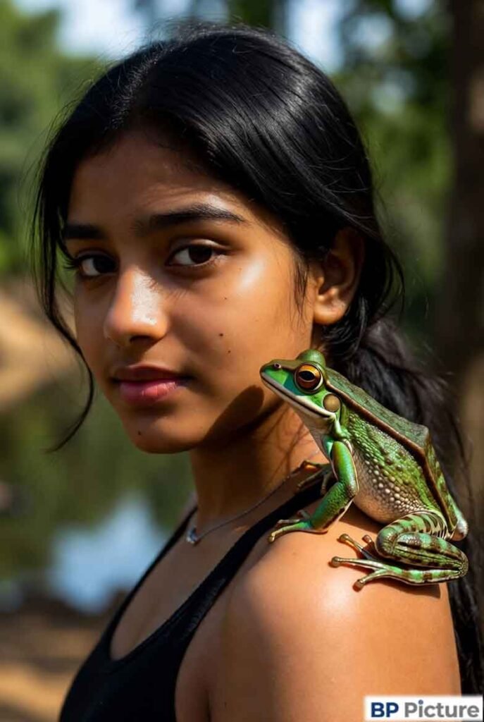 One Girl One Frog Photo