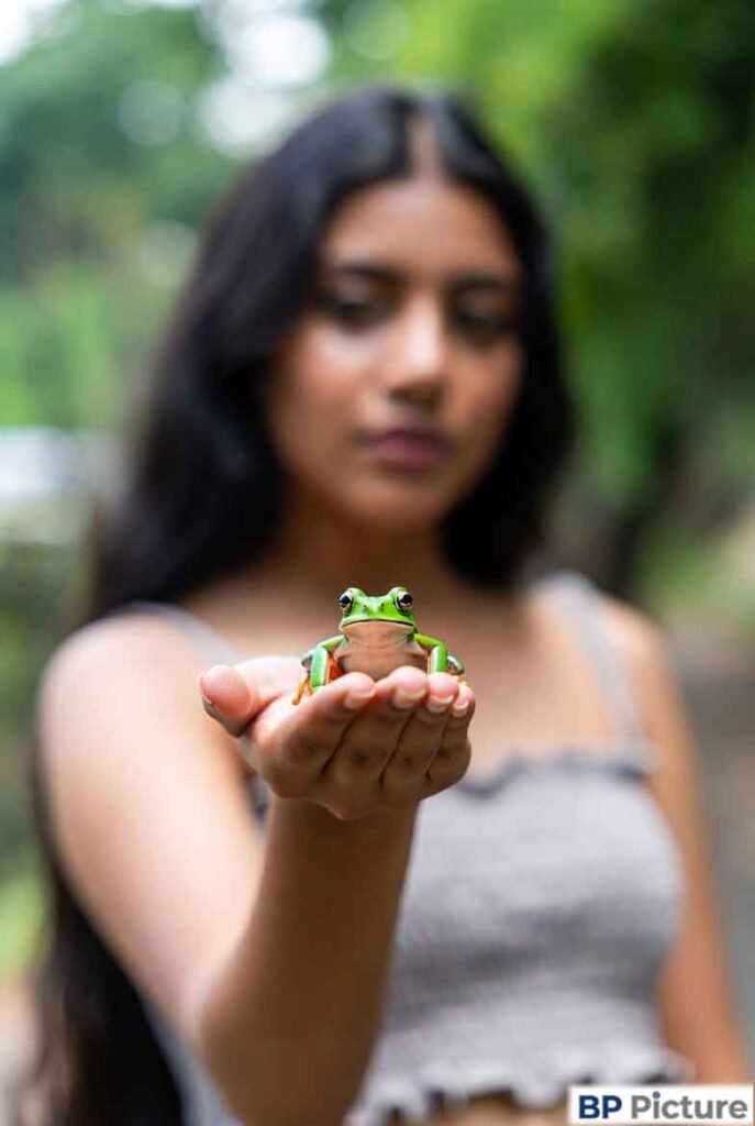 One Girl One Frog Photo