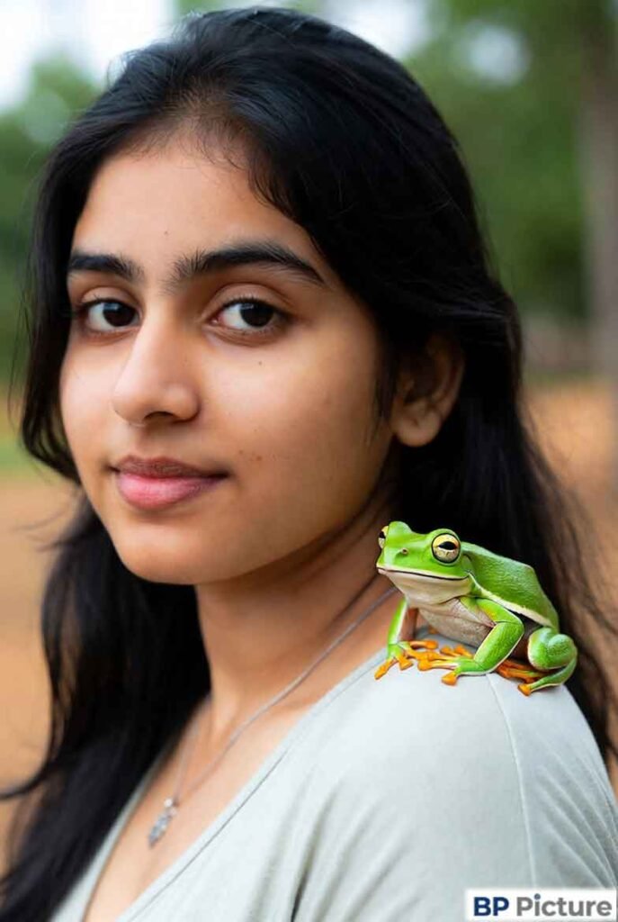 One Girl One Frog Photo