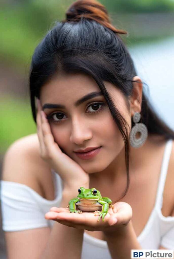 One Girl One Frog Photo