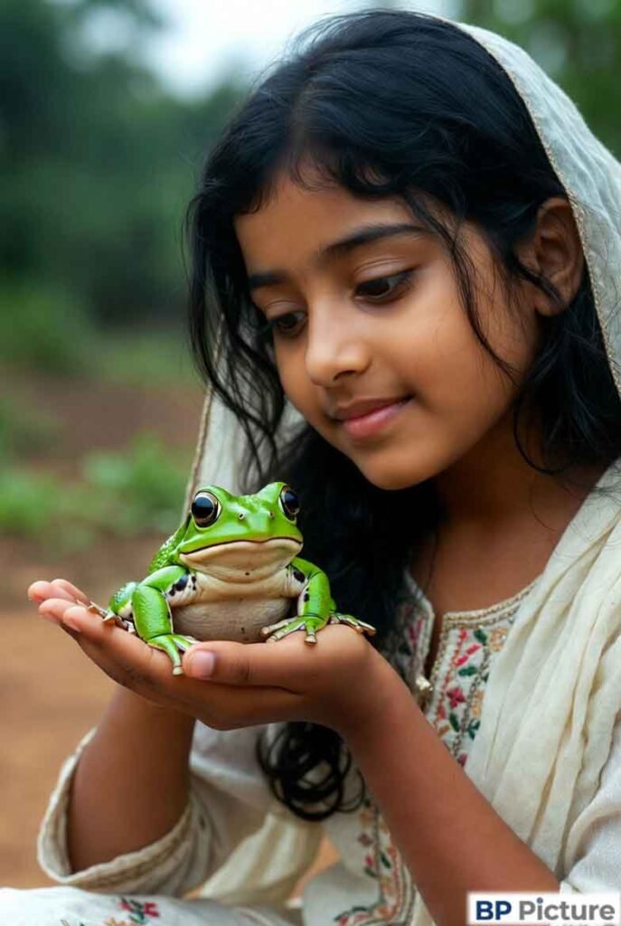One Girl One Frog Photo