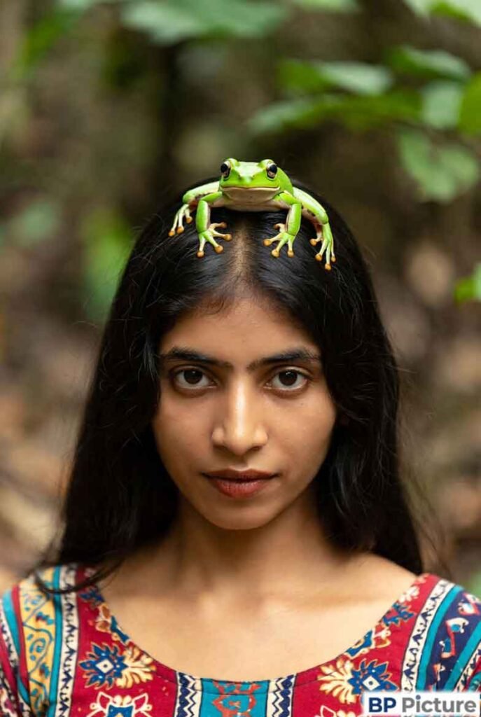 One Girl One Frog Photo