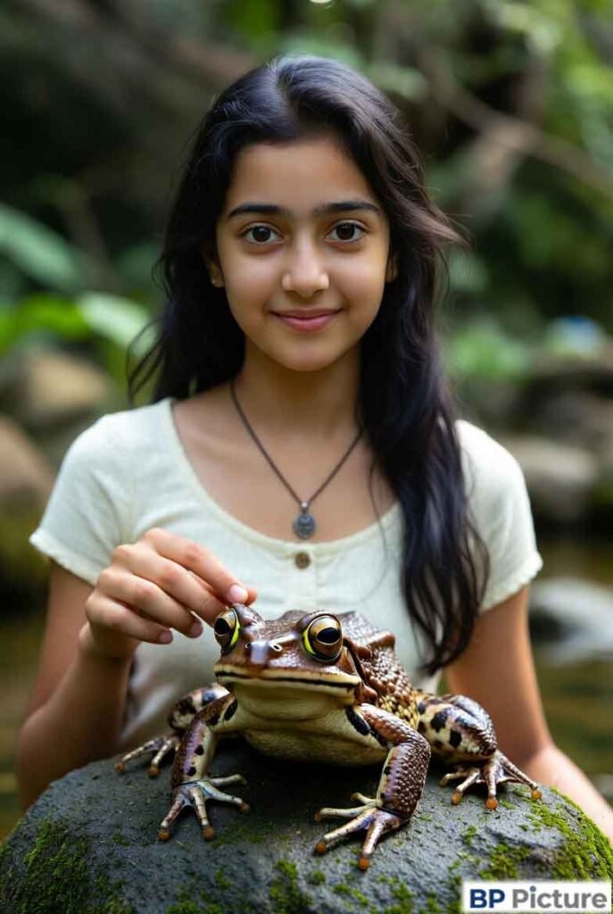 One Girl One Frog Photo