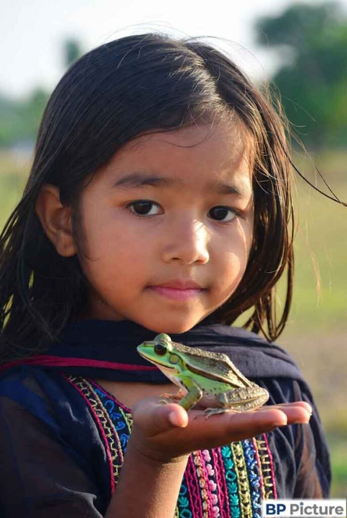One Girl One Frog Photo
