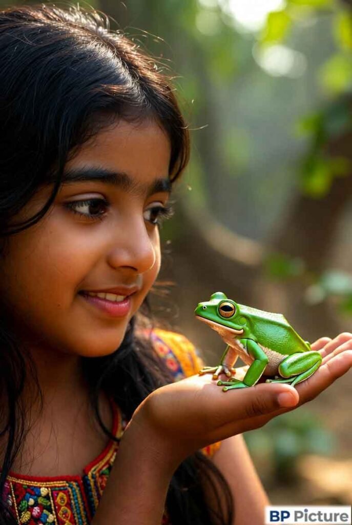 One Girl One Frog Photo