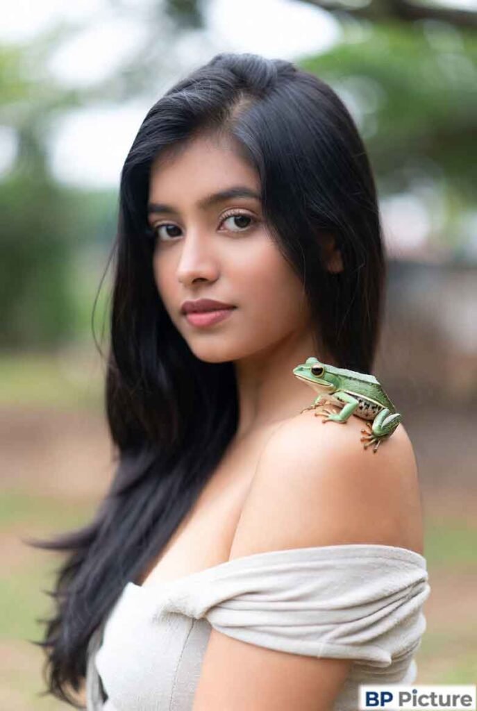 One Girl One Frog Photo